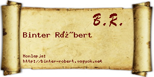 Binter Róbert névjegykártya